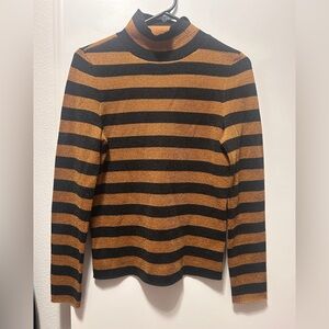 Alice + Olivia Black and Gold Striped Top